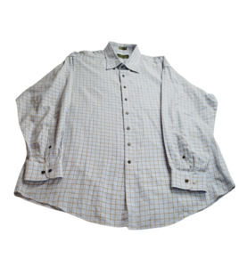 ORVIS Men's Button Down Long Sleeve Blue Plaid Shirt Size XXL